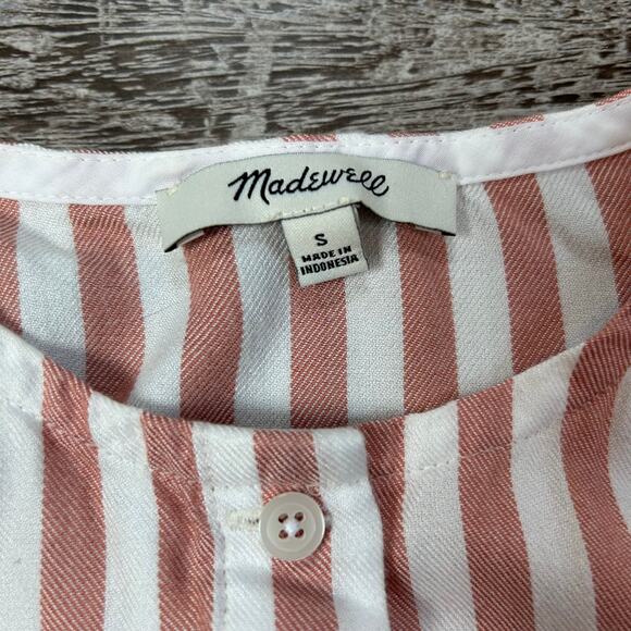 Madewell Peplum Button Down Top Red White Striped Ruffle Sleeve Blouse S - Picture 3 of 7
